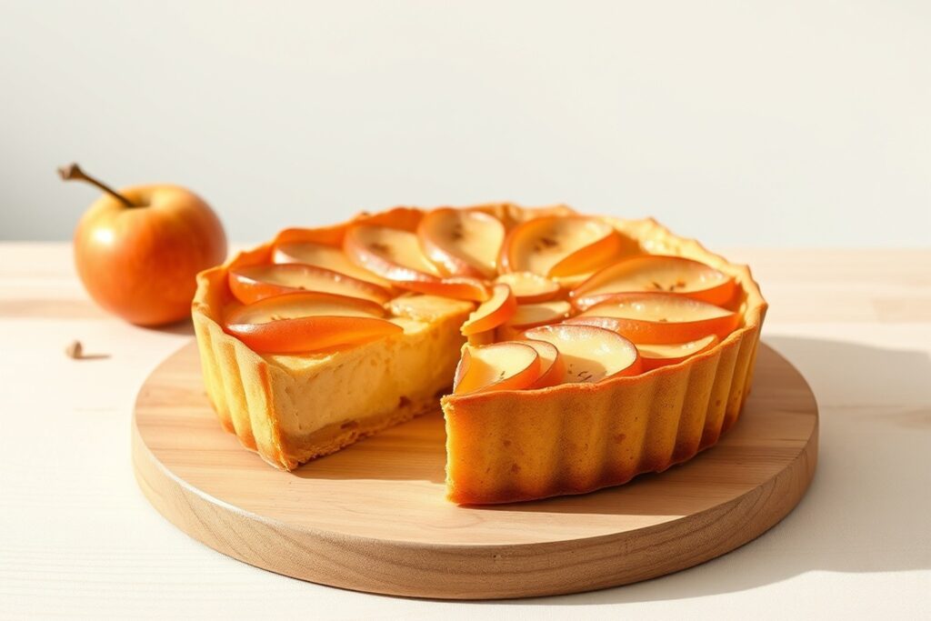 tarta de manzana con crema pastelera y hojaldre