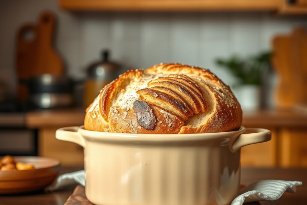 pan de hogaza rústico en cocotte