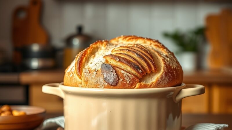pan de hogaza rústico en cocotte